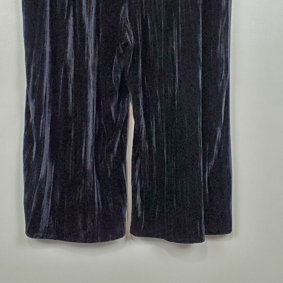 Woman Within Black Crushed Velvet Wide Leg Pull-On Cropped Pants Size 2X 26/28 - Picture 8 of 12